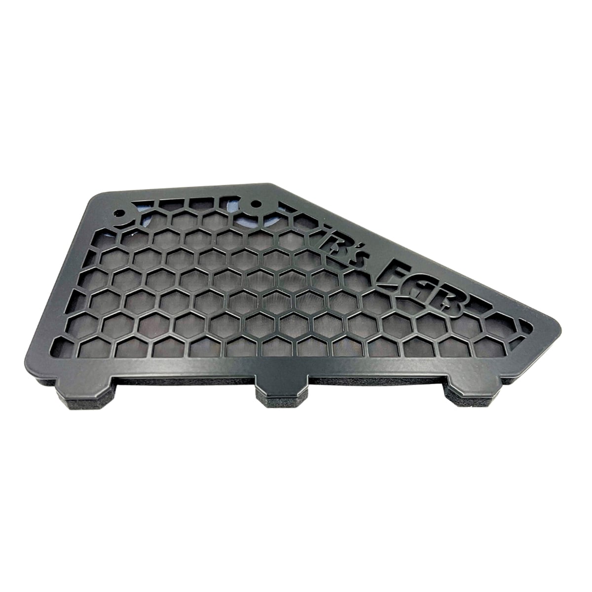Black honeycomb mesh vent cover with JB's FAB logo.